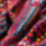 Vibrant tribal patterns on fabric showcasing intricate designs
