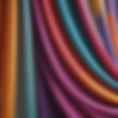 Close-up of fabric swatches displaying vibrant color combinations for curtains