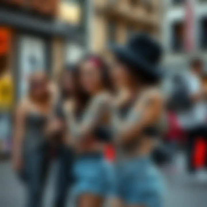 Urban Fashion with Temporary Tattoos A stylish group showing off their week-long temporary tattoos in a trendy urban setting.