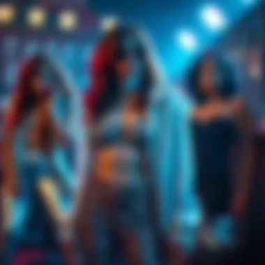 A stylish ensemble showcasing the sparkling elements typical of disco fashion.