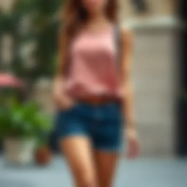 A chic dress layered over stylish shorts for a modern look.