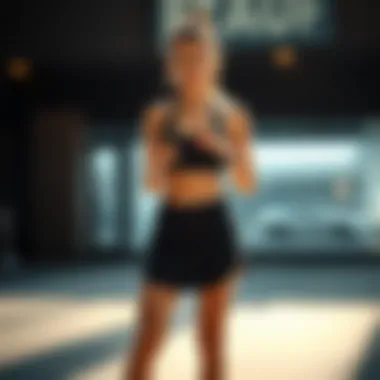 Stylish Pairing with Fitness Accessories Stylish pairing of workout skirt set with fitness accessories