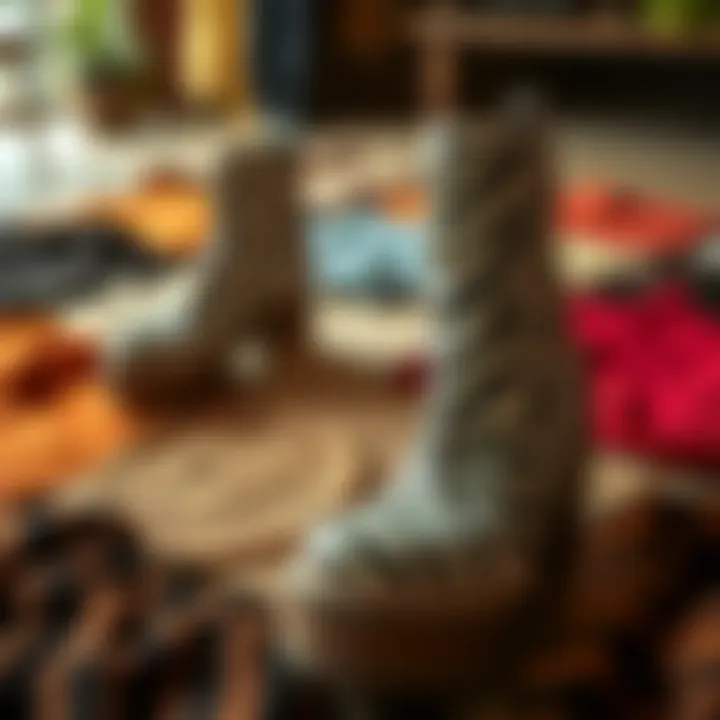 Sustainable Materials Overview The sustainable materials used in zebra platform boots laid out for display