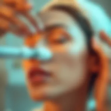 Demonstrating the Application of the Anti-Aging Facial Wand Close-up of the facial wand in action, demonstrating its application on skin.