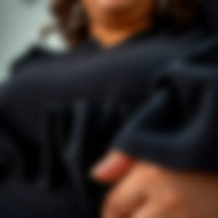 Close-up of the fabric texture of Fashion Nova plus size jumpsuit