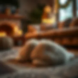 Luxurious faux fur slide slippers in a cozy home setting