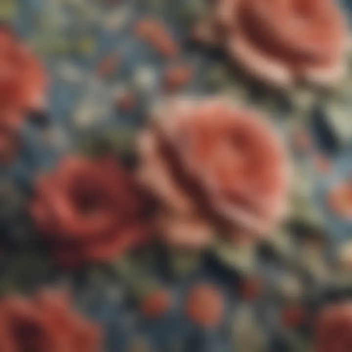 Close-up of fabric texture and floral pattern