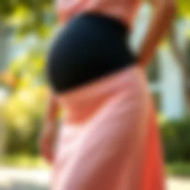 Elegant high waisted skirt showcasing a pregnant individual's silhouette
