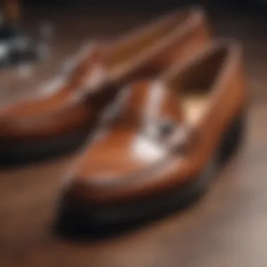 Craftsmanship process showcasing quality materials for loafers