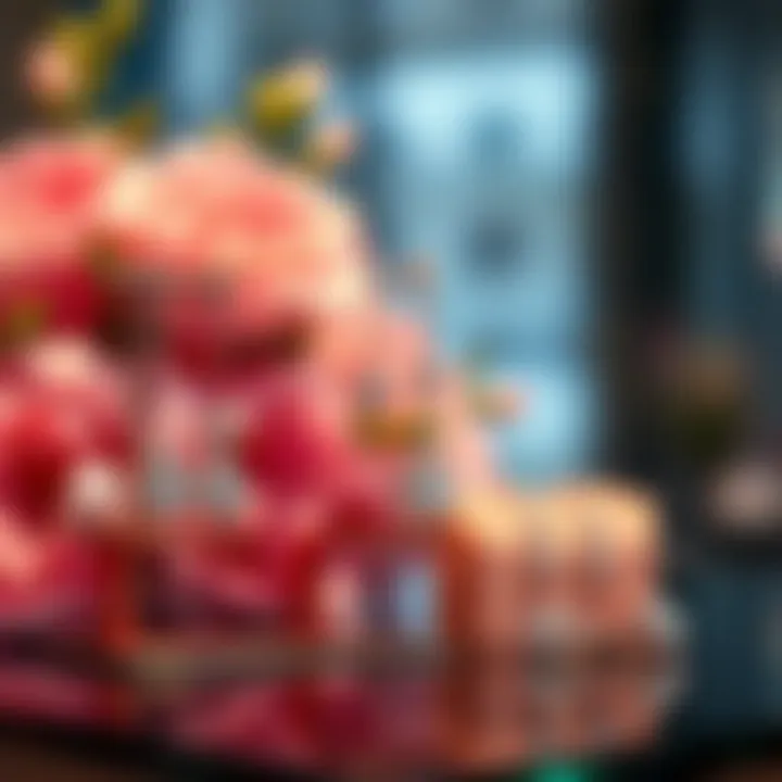 Hypoallergenic bridal jewelry displayed with a soft floral arrangement