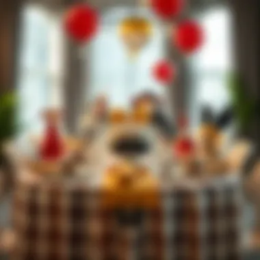 Creative table setting with humorous themed decorations