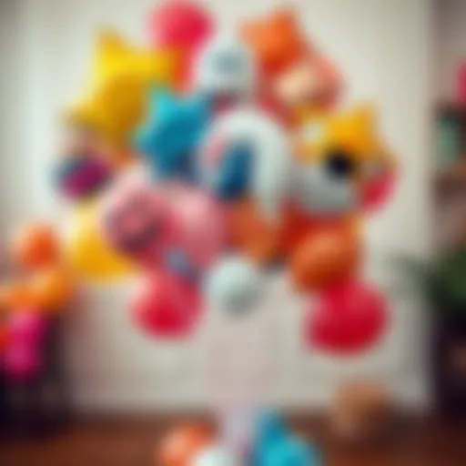 Whimsical Balloon Arrangement with a Fun Twist Whimsical balloon arrangement featuring funny shapes and colors