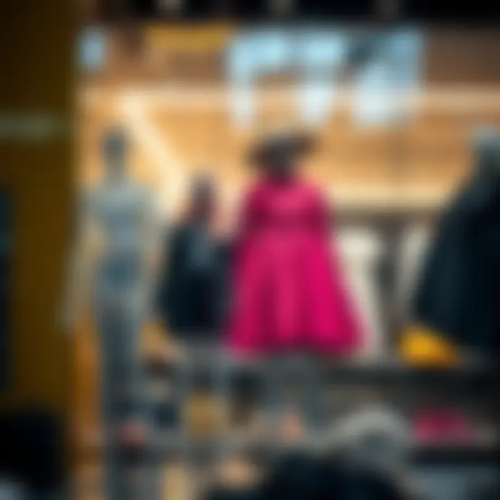 An innovative retail environment using clear plastic mannequins to enhance visual merchandising and attract customers.
