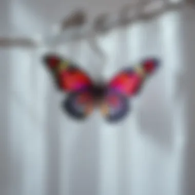 Installation of butterfly shower curtain hooks highlighting ease of use