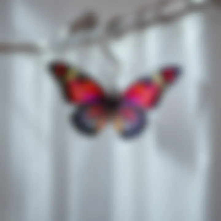 Installation of butterfly shower curtain hooks highlighting ease of use