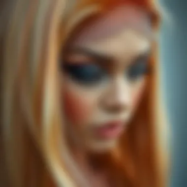 Close-up view of intricate lace front construction on a wig