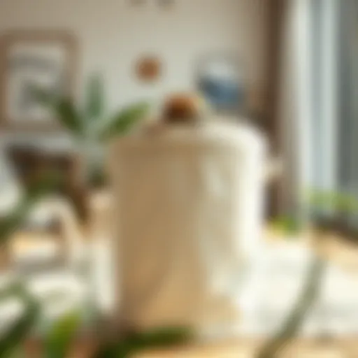 Stylish Fabric Laundry Basket Elegant fabric laundry basket in a stylish living room