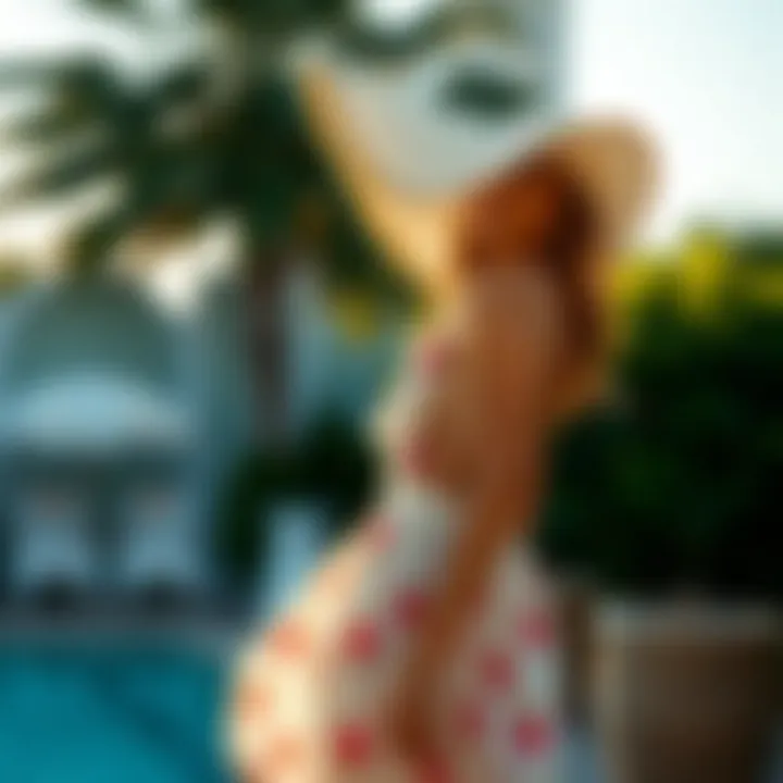 A flowy sundress paired beautifully with swimwear for a daytime outing.