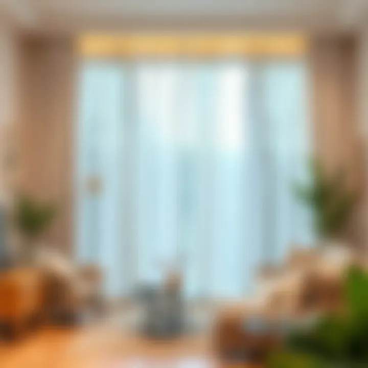 Living Room with Sheer Curtains and Natural Elements Living room styled with sheer curtains and natural decor elements