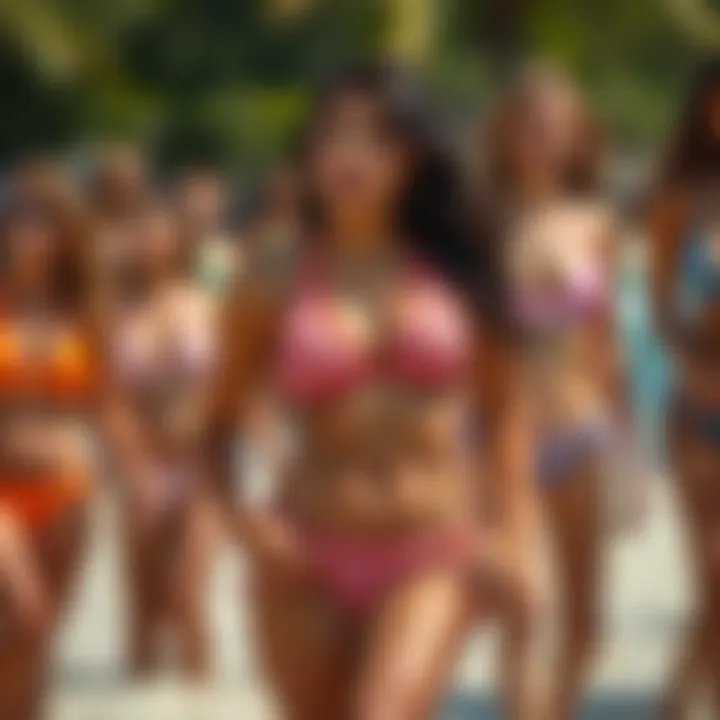 Diverse Micro Triangle Bikini Styles A stunning display of micro triangle bikini styles on a beach