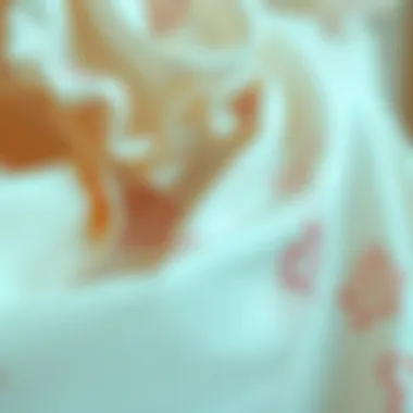 Exploring Fabric Varieties and Patterns Close-up of fabric details and patterns of a skirt set