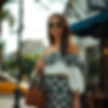 Layering for an Outdoor Chic Look A chic outdoor setting showcasing a layered off the shoulder outfit