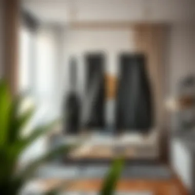 Integrating Functionality and Aesthetics in Living Spaces Hanging shoe storage bags in a stylish living room setting