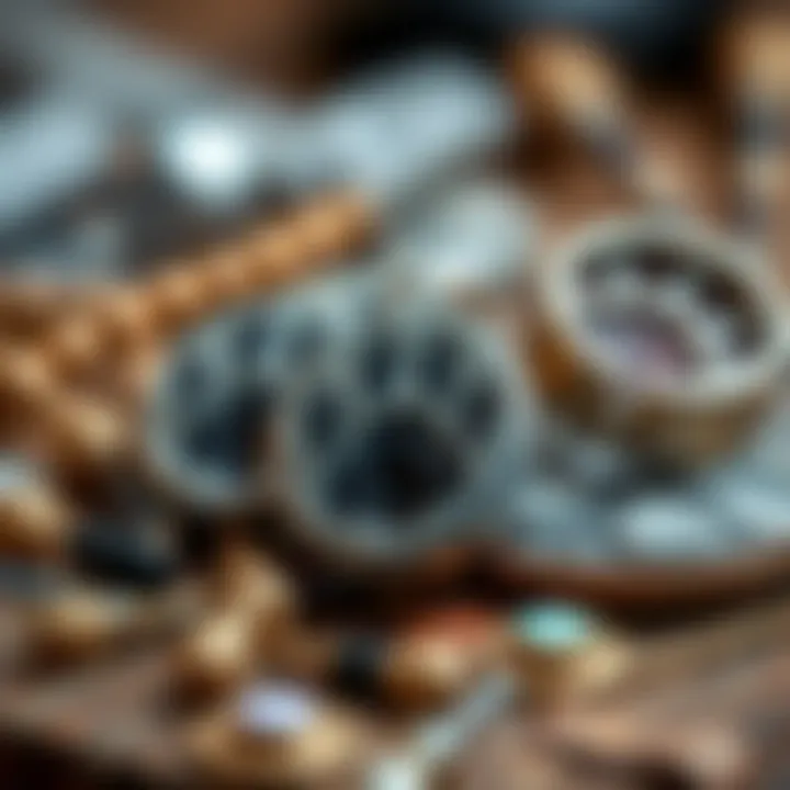 Materials in Paw Print Jewelry Close-up of materials used in paw print jewelry making
