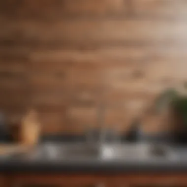 Stylish kitchen backsplash featuring wood grain contact paper