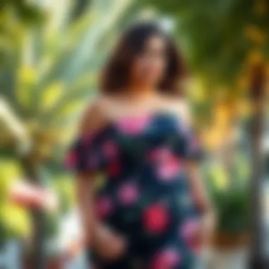 Floral Charm: Embrace the Summer Vibe Fashionable plus size strapless top with floral patterns