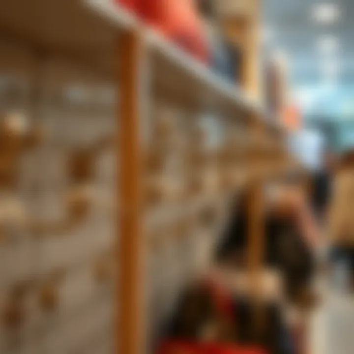 Chic purse hooks displayed on a retail shelf