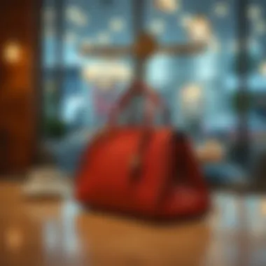 Functional purse hook holding a handbag at a dining table