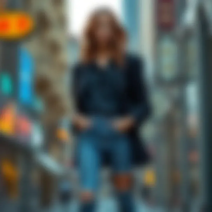 Ripped hem mom jeans styled with an oversized blazer