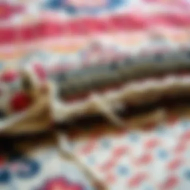 Close-up of the texture and craftsmanship of Romwe tapestry