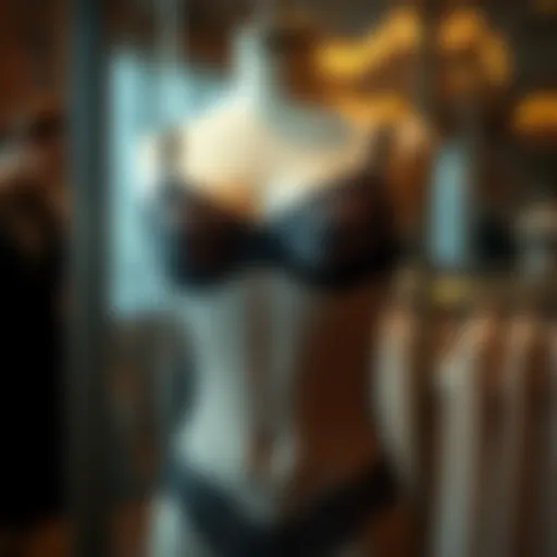 Elegant sheer mesh lingerie displayed on a vintage mannequin