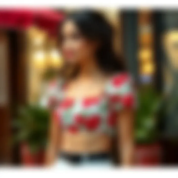 Chic Floral Crop Top Chic short sleeve crop top in a vibrant floral pattern