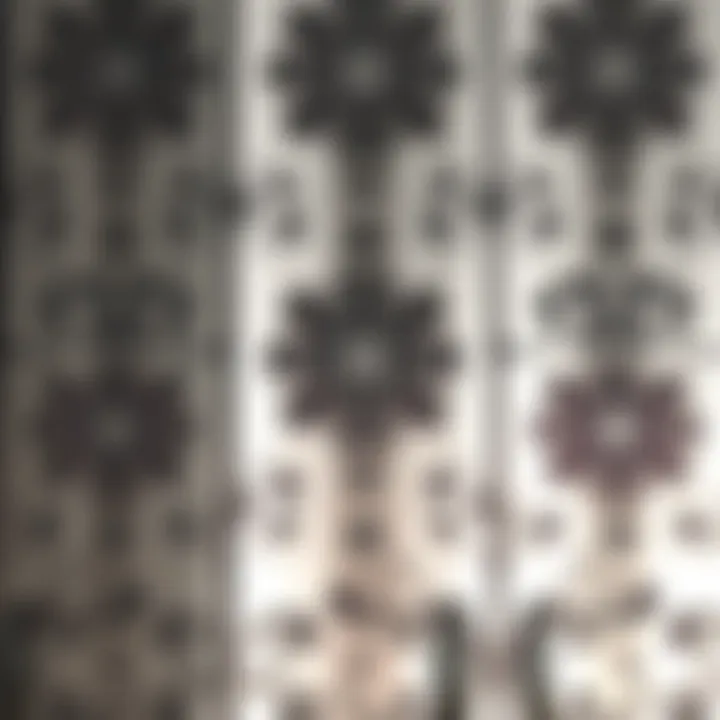 Close-up of intricate design patterns on stainless steel contact paper