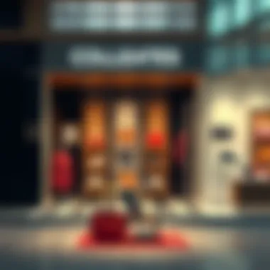 A visually appealing storefront featuring coordinated footwear and handbag collections