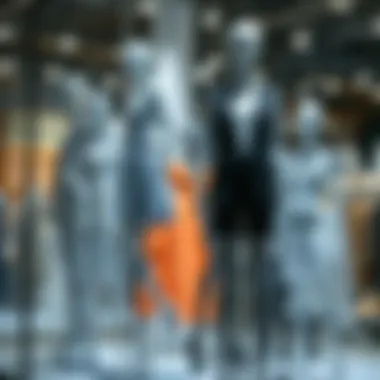A conceptual design integrating clear plastic mannequins into a sustainable fashion presentation.