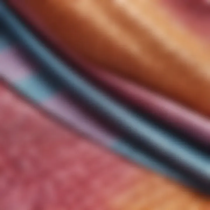 Close-up view of different fabric textures for swimsuit wraps