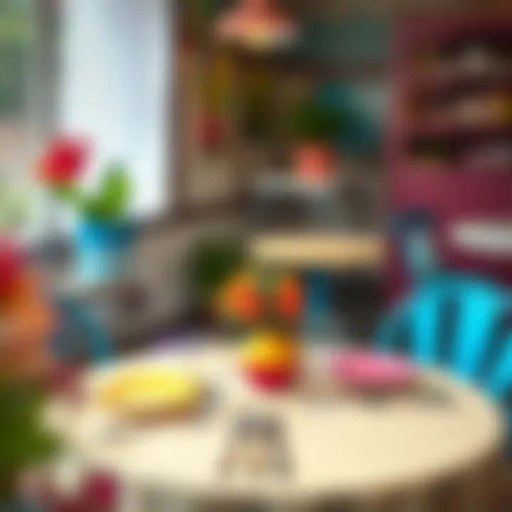 Vibrant Casual Round Bistro Table Setting Casual round bistro table setting with vibrant and playful colors