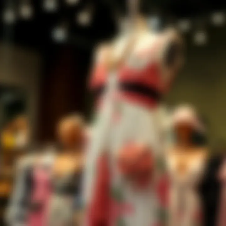 A beautifully accessorized sundress displayed on a mannequin with stylish additions