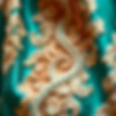 The Art of Fabric Craftsmanship Close-up of luxurious fabric showcasing intricate embroidery