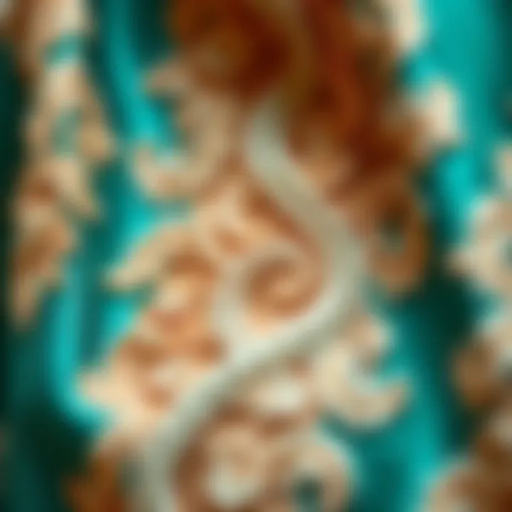 The Art of Fabric Craftsmanship Close-up of luxurious fabric showcasing intricate embroidery
