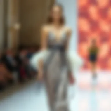 Chic Avant-Garde Fashion Runway model exhibiting a chic and avant-garde dress