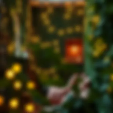 Cozy Nook with Illuminated Ivy Walls A cozy corner featuring fairy lights draped over ivy-covered walls