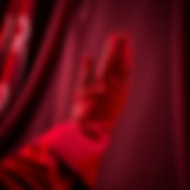 The Elegance of Red Formal Gloves Elegant red formal gloves displayed on a velvet background