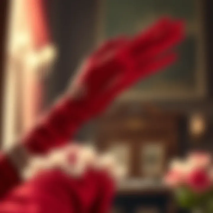 Historical Significance of Red Gloves in Fashion A historical depiction of red gloves in fashion through the ages