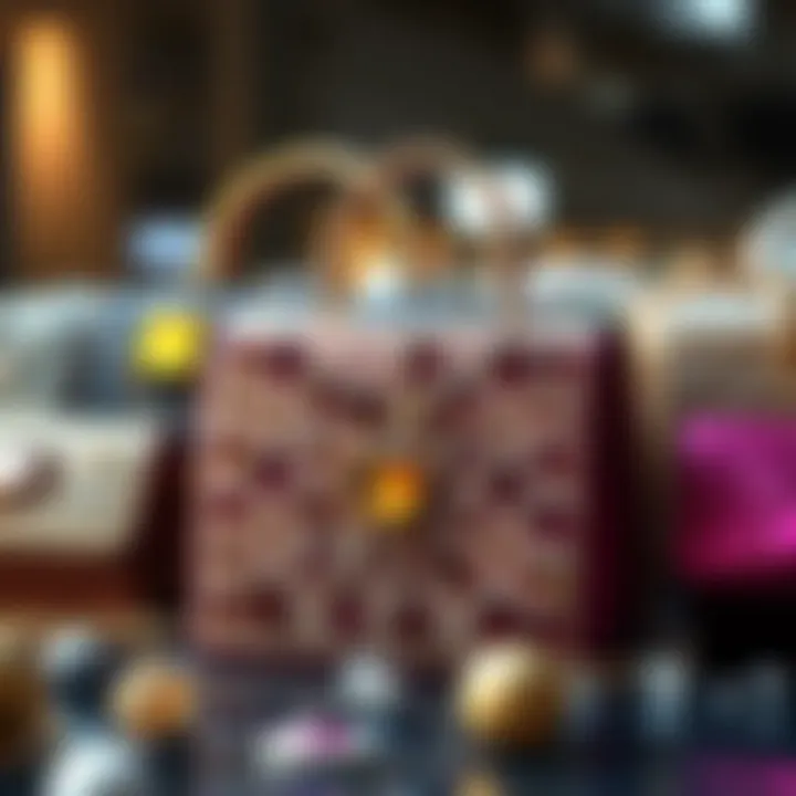 A collection of various rhinestone designer bags symbolizing their cultural significance