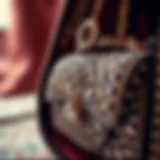 Intricate detailing of a rhinestone designer bag showcasing its luxurious appeal